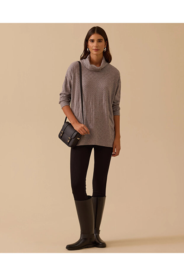 Desenli Uzun Örme Triko - 1