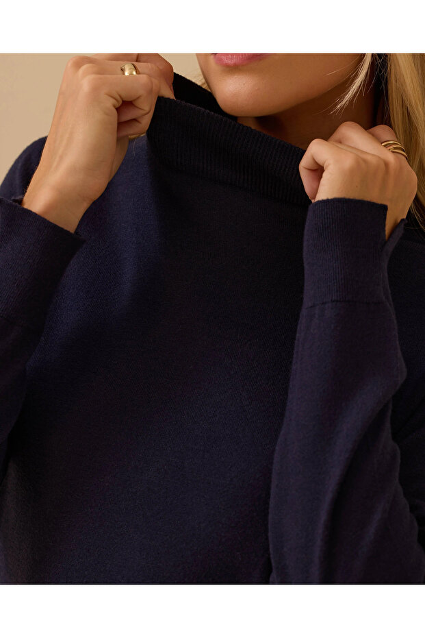 Yarım Balıkçı Yaka Basic Triko Bluz - 4