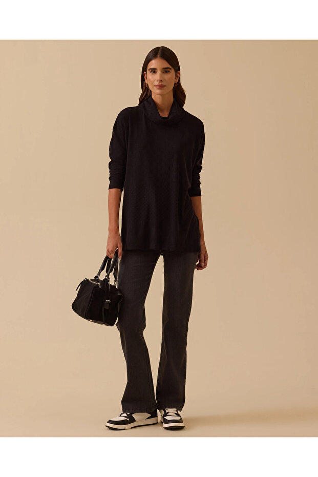 Desenli Uzun Örme Triko - 1