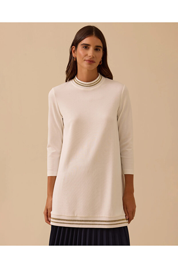 Şerit Detaylı Basic Tunik - 3