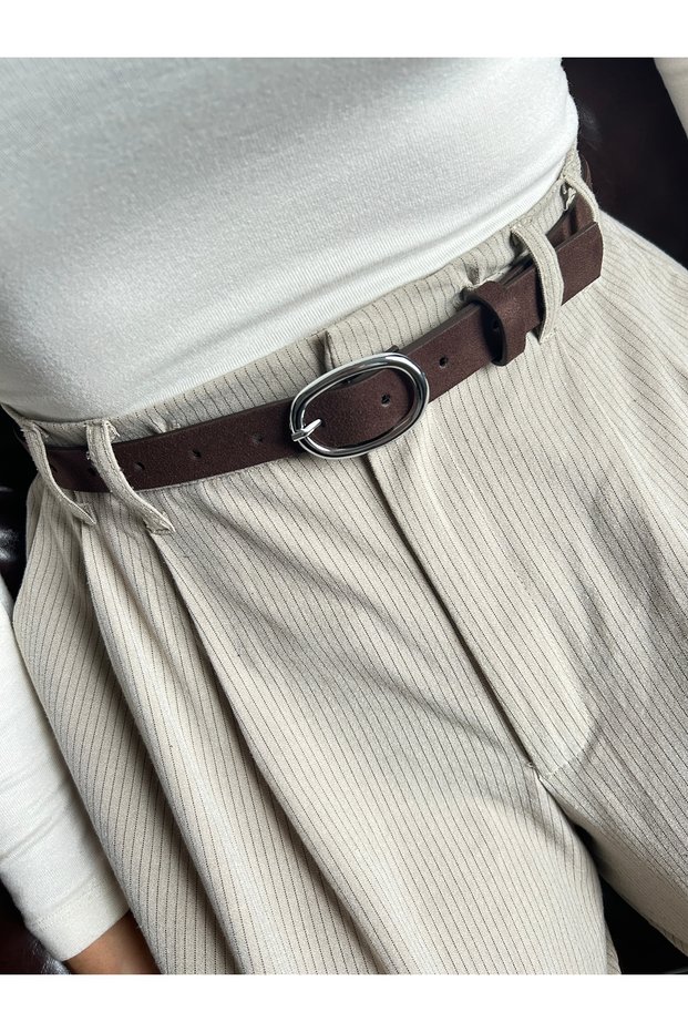 Desire Ring Patterned Suede Women's Silver Buckle Belt Jacket Belt Dress Belt Trouser Belt