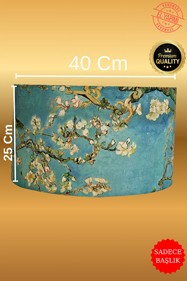 Van Gogh Badem Çiçekleri Desenli Sanatsal Lambader Başlığı - 3