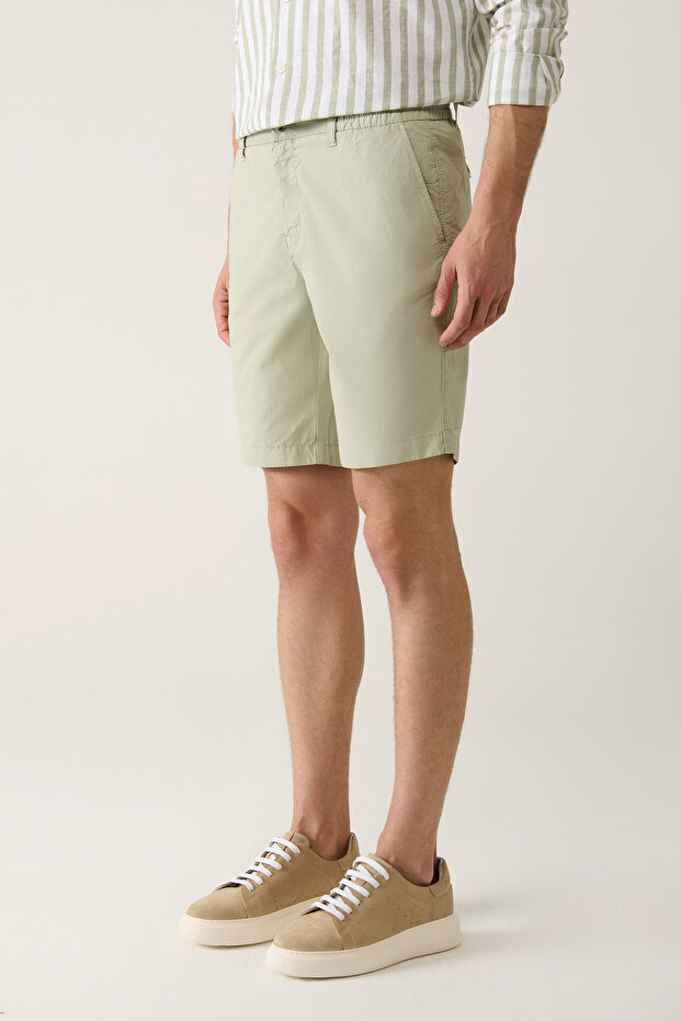 Erkek Mint Yeşil Beli Lastikli Pamuklu Aspendos Relaxed Fit Şort A41Y3733 - 3