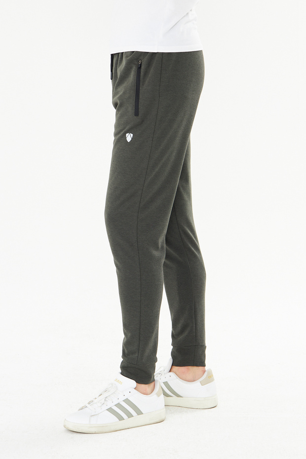Men's Cotton Pique Zippered Pocket Sweatpants Khaki 5478-H