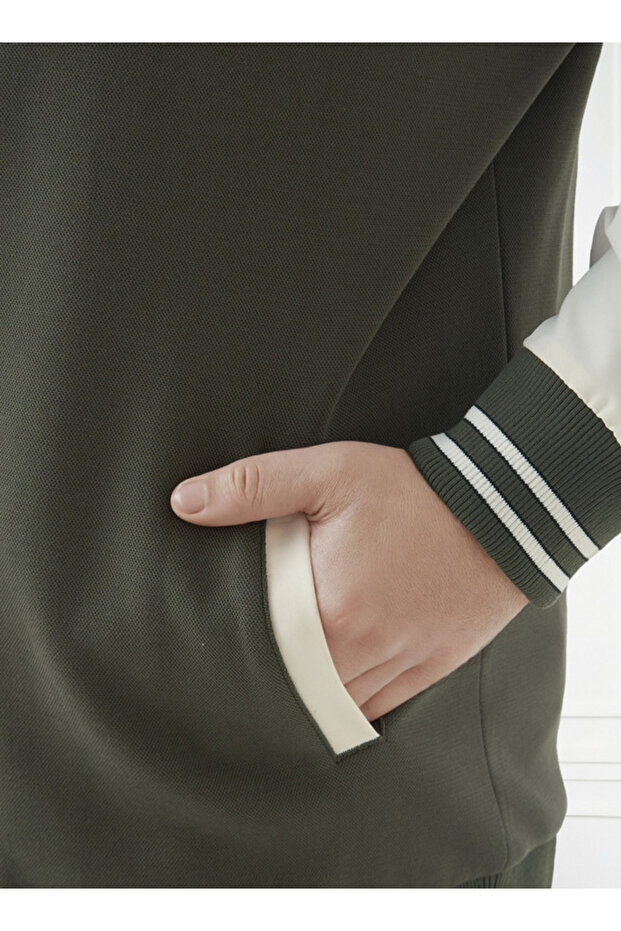 Men Plus Size Regular Fit Button Through Varsity Jacket - 4