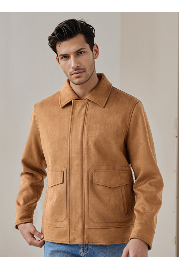 جاكيت راكبي الدراجات النارية بسحاب كامل ومقاس عادي للرجال - 1