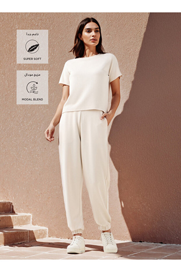 Plain Modal Joggers with Pockets - 2