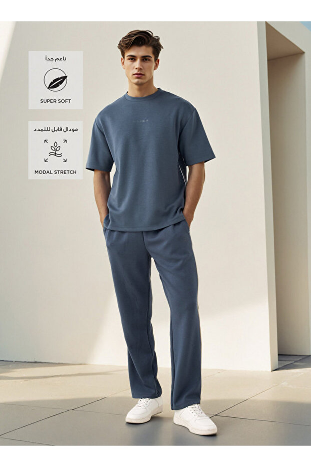 بنطال رياضي مطبوع مع رباط للإغلاق وجيوب - 2