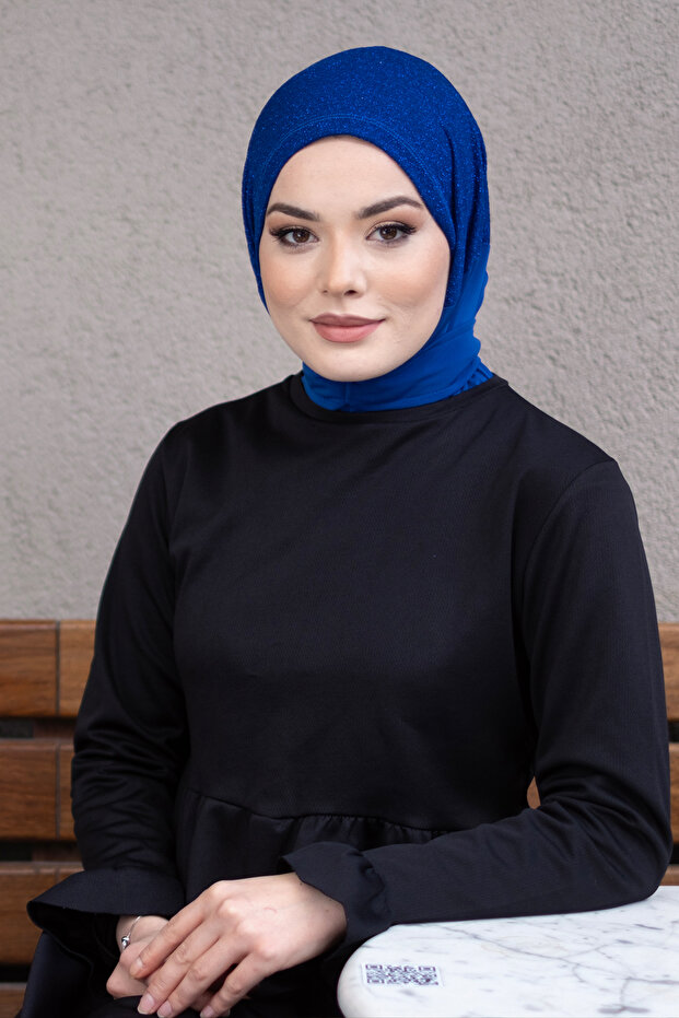 وشاح حجاب عملي جاهز من Saks باللون الأزرق من قماش ساندي مع أزرار خلفية 2206_24