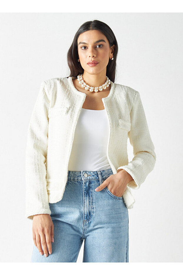 Textured Open Front Jacket - 1