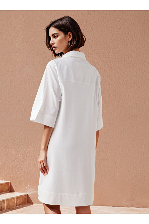 فستان قميص واسع بياقة - 3