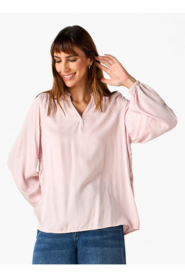 Mandarin Collar Viscose Top - 1