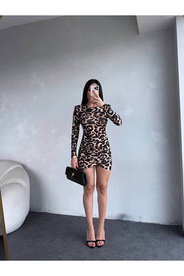 Omuz Vatkalı Micro Elbise - 1