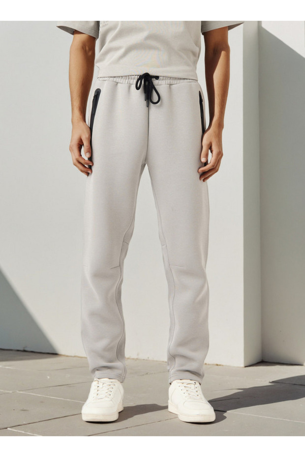 Track Pants with Drawstring Closure and Zip Pockets - 1