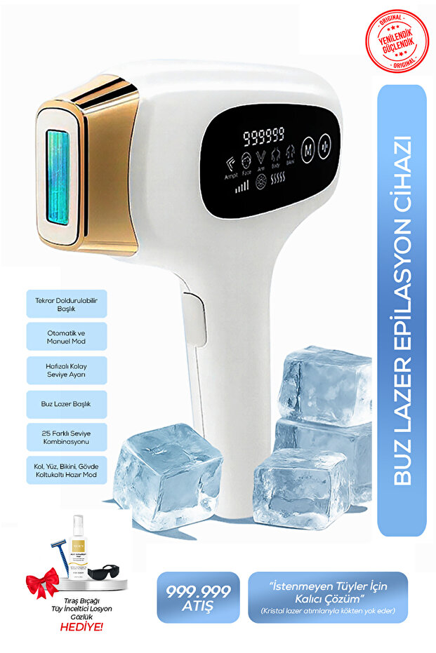 MOEN 999.999 Atım Buz Başlıklı IPL Lazer – Acısız, Hızlı ve Kalıcı Epilasyon