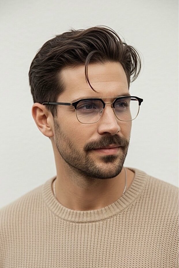Spectrum Gold Black Metal Top Frame Blue Light Protection Glasses -Men