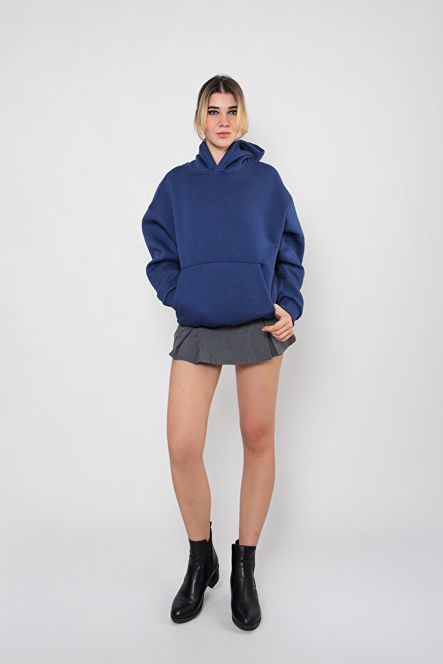 هوديي أساسي قصة فضفاضة إنديجو - 7