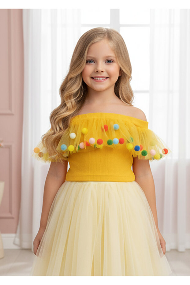 Children's Blouse with Pompom 09210