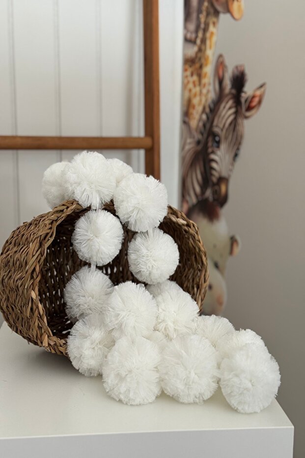 Beyaz Sıralı Ponpon Mini Ponpon - 1