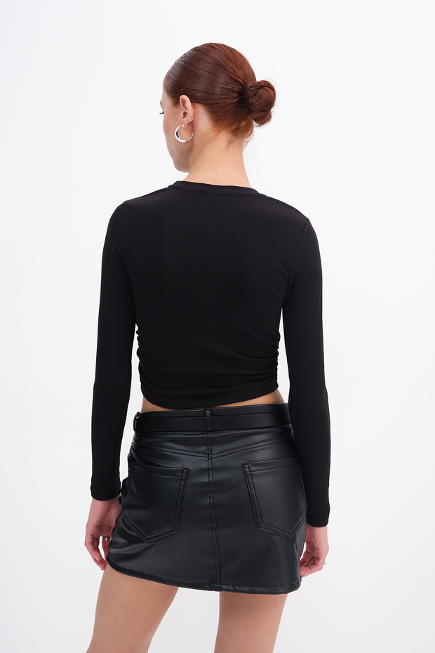 بلوزة أساسية ذات أربطة على الجوانب B4164-U13 - 6