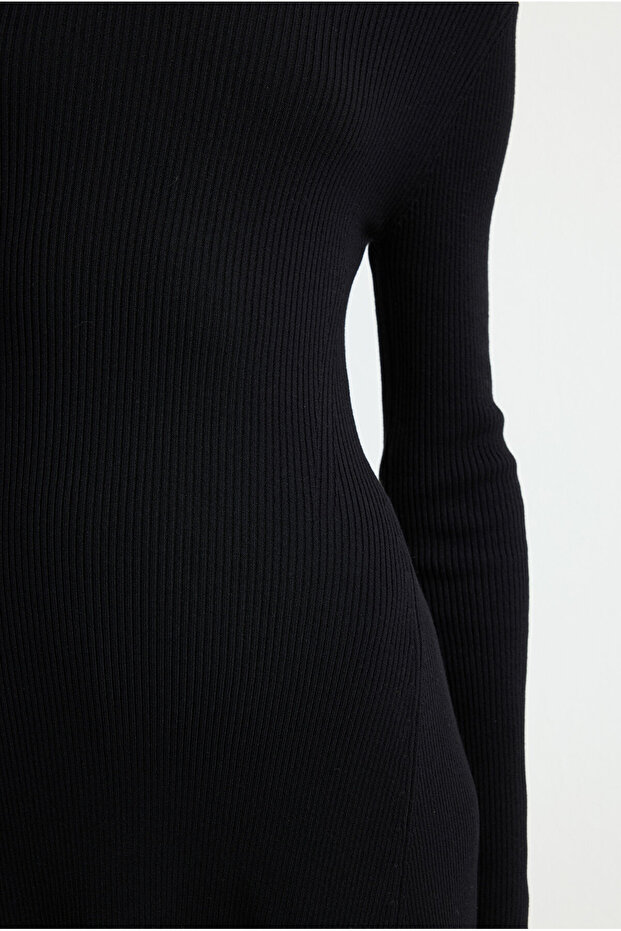 Boğazlı Triko Elbise - 2