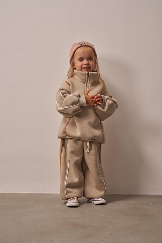 Stone Trim Zippered Tracksuit Set