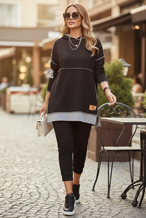 Long Sleeve Two Thread Set Black - 2
