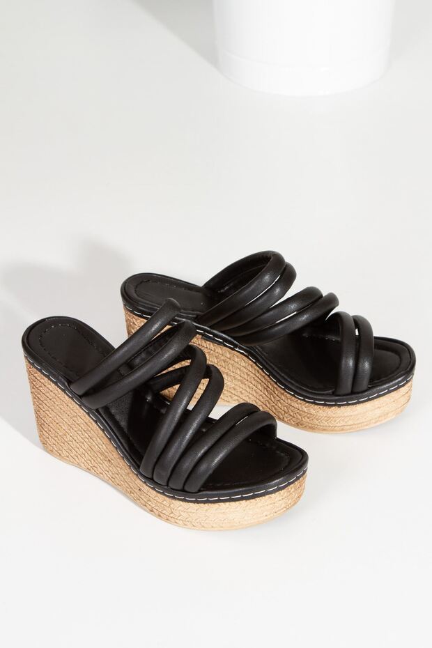 Wedge Heel Stitched Stripe Comfort Sole Soft Pipe Piping Slippers Sandals Summer Shoes