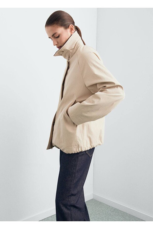 Kadife yaka pamuklu ceket - 6