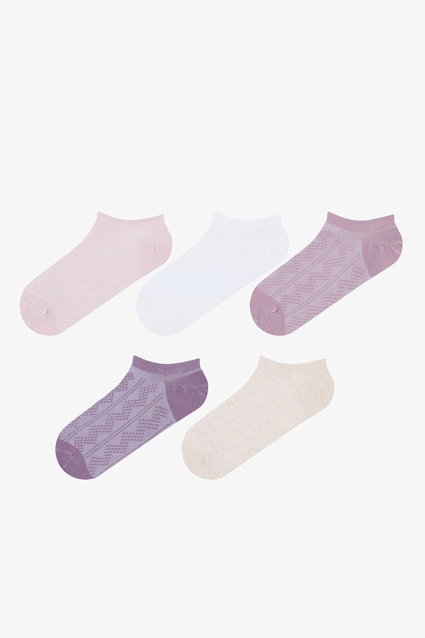 5 Pairs Cotton Purple Tone Toe Seamless Sneaker Socks