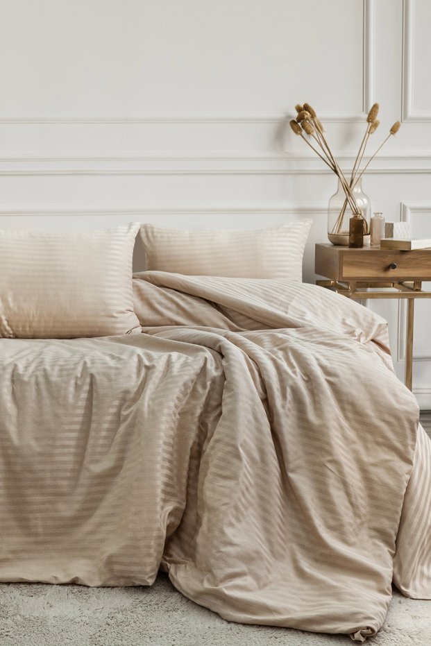 Bestina Gold Cotton Satin Double Duvet Cover Set