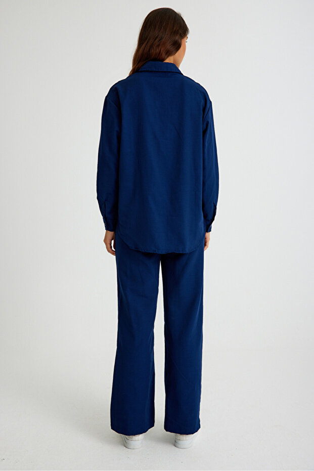 طقم كتان كاجوال مزدوج الجزء السفلي العلوي - 5