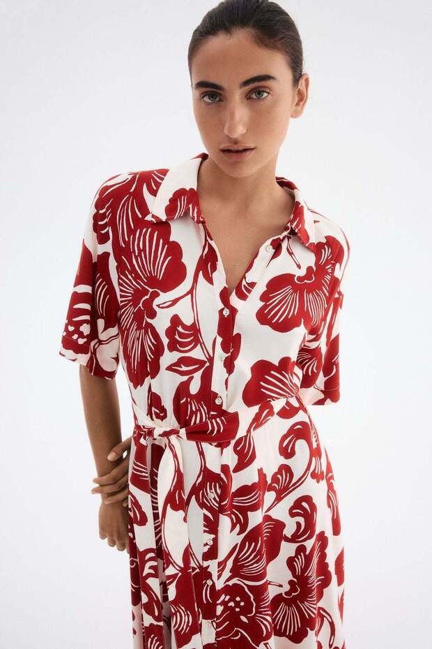Tie-belt shirt dress