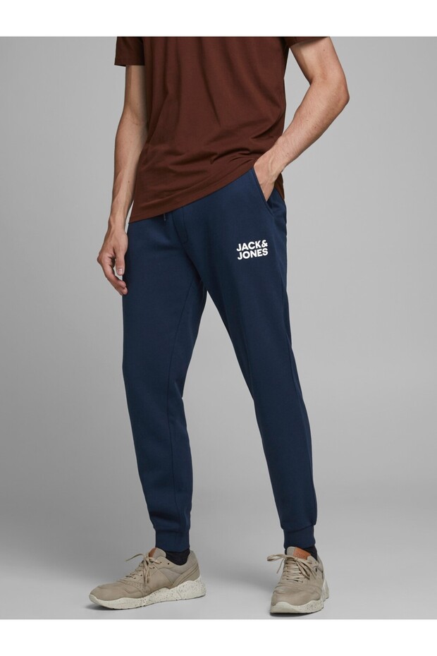 Regular Fit Düz Lacivert Erkek Eşofman Altı - 1