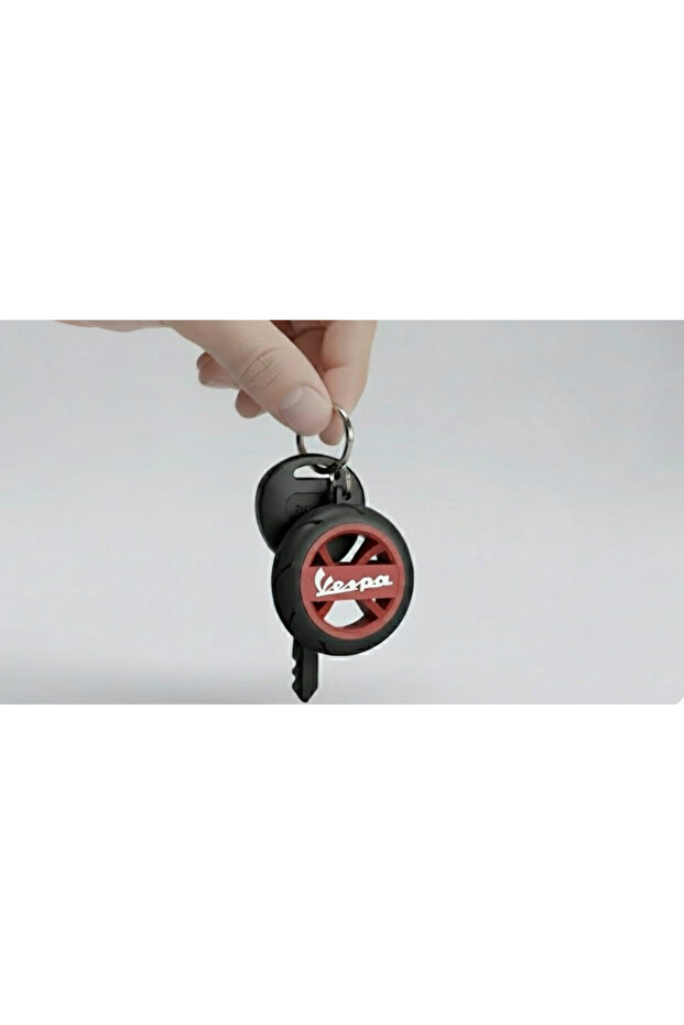 Vespa Logo Custom Design Motorcycle Keychain with Tire Detail
