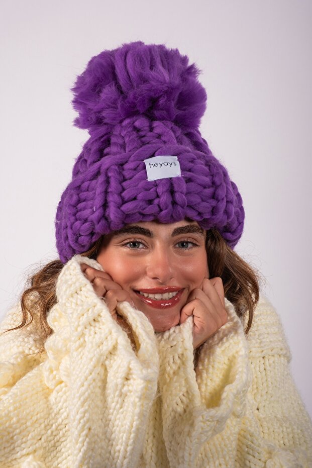 El Örgüsü Ponponlu Kalın Bere - 1