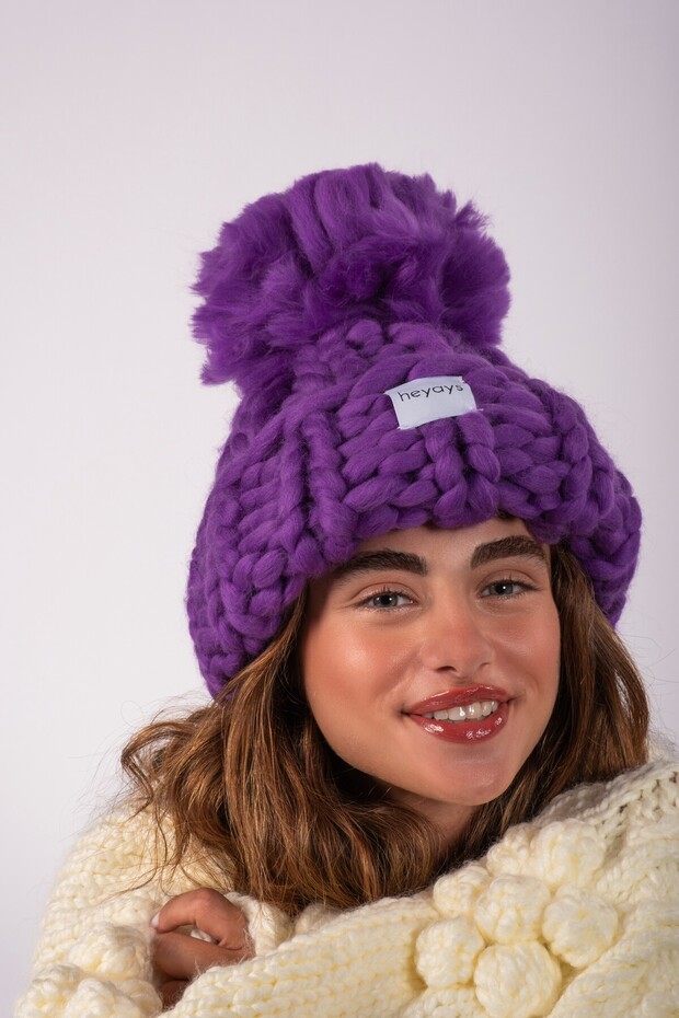 El Örgüsü Ponponlu Kalın Bere - 2