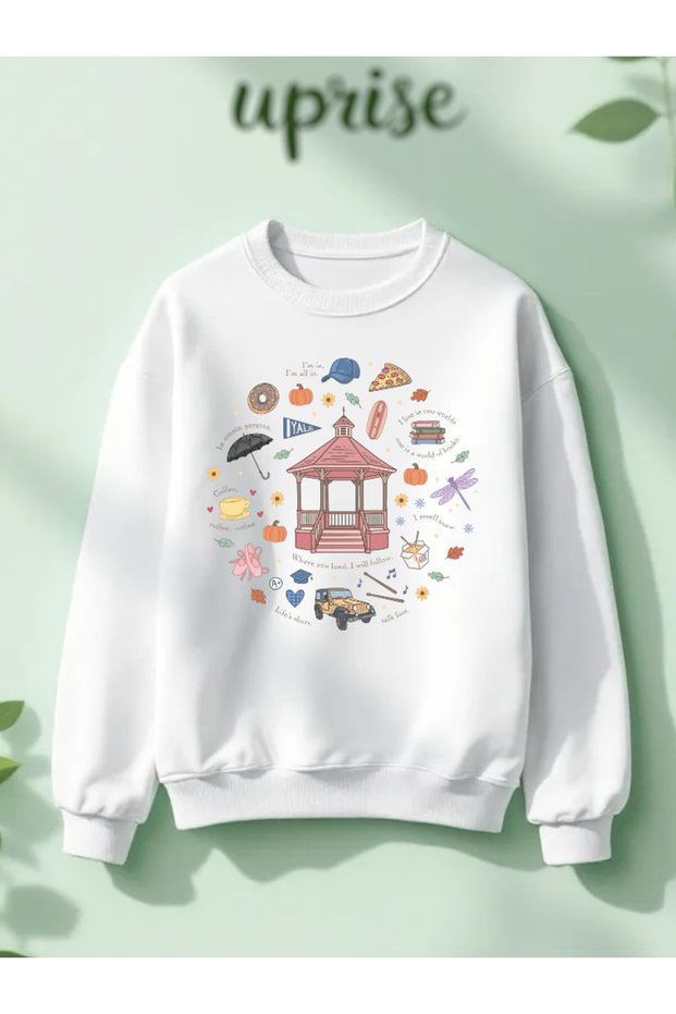 Gilmore Girls Season Printed Cotton 3 Yarn Crew Neck O Oversized Sweatshirt