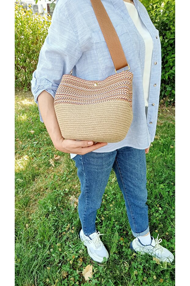 Hasır degrade çapraz çanta - 4