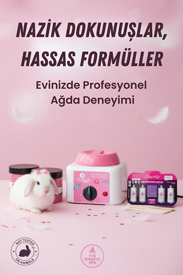 2 x Pudralı Soyulabilen Boncuk Ağda + Premium Ağda Isıtıcı Makine + Ağda Yağı+ Spatula Seti - 3