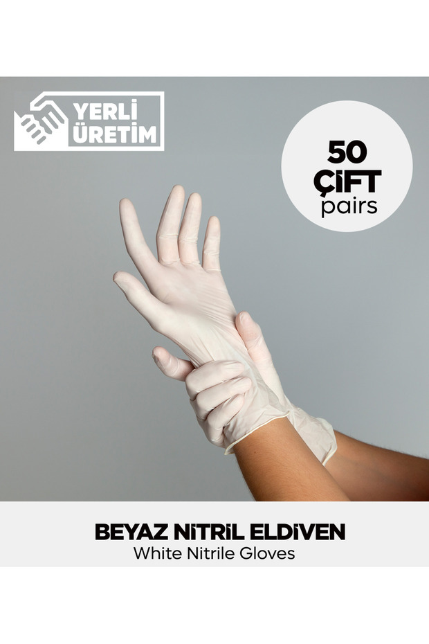 Nitril Beyaz Eldiven 50 Çift - 1