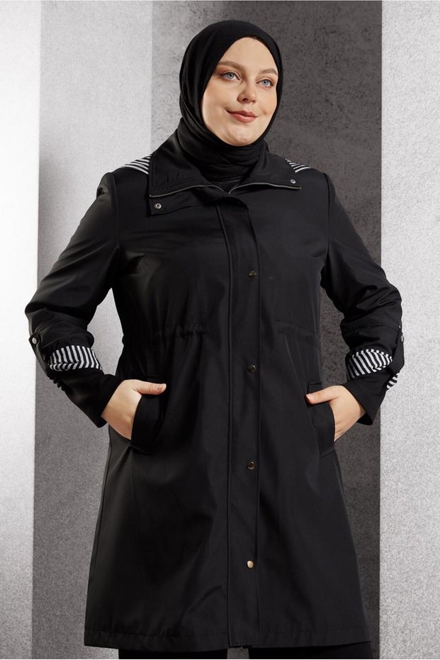 Hooded Plus Size Trench Coat 10918