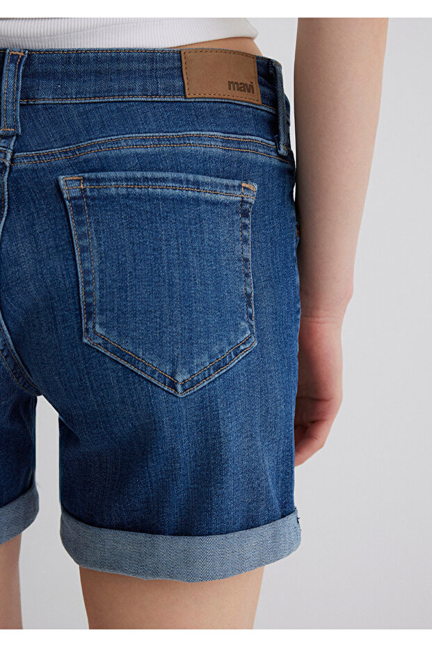 Pixie Casual Koyu Mavi Jean Şort 1437090726 - 7