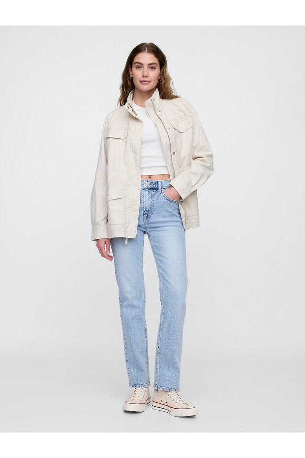 Kadın Krem Kanvas Utility Ceket - 4