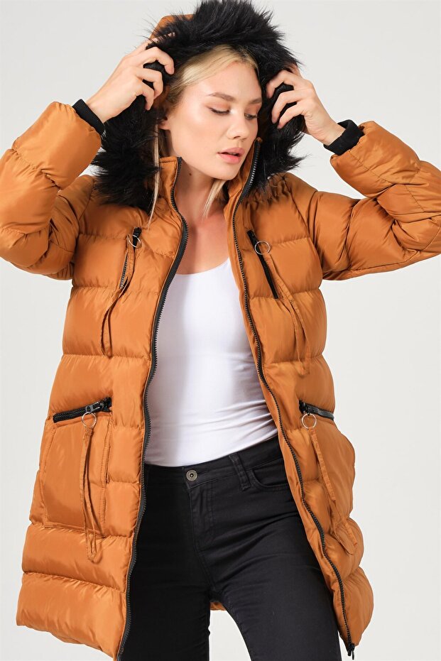 Kadın Kaban Hafif yapılı Sıcak Tutan Yumuşak Dokulu Şık Model - 4