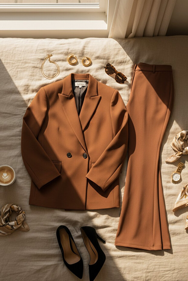 Çift Düğmeli Blazer Ceket | Plus Size - 6