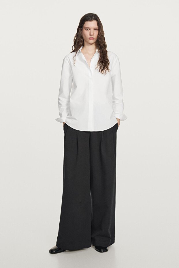 Gizli düğmeli poplin gömlek - 2