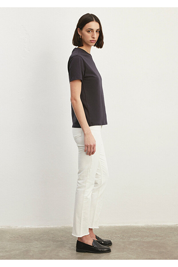 Antrasit Basic Tişört Regular Fit / Normal Kesim 1600965-70087 - 4