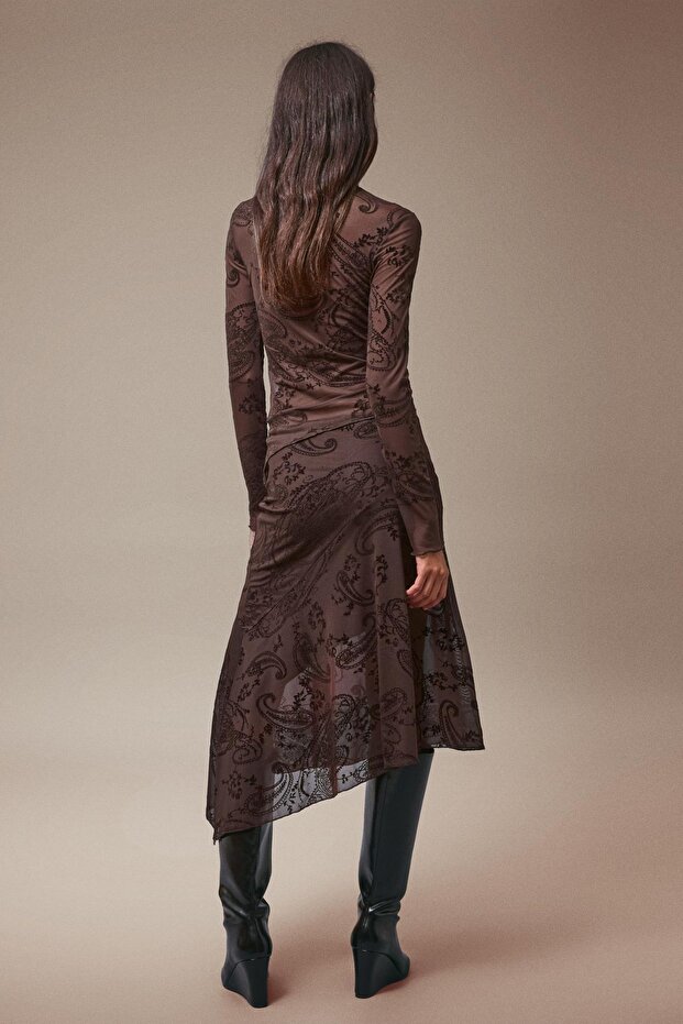 Baskılı midi etek - 3