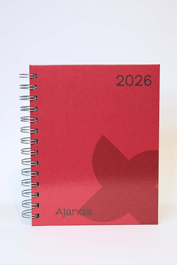 2026 Tarihli Günlük Ajanda Icon Red Kırmızı Sert Kapak Spiralli - 1